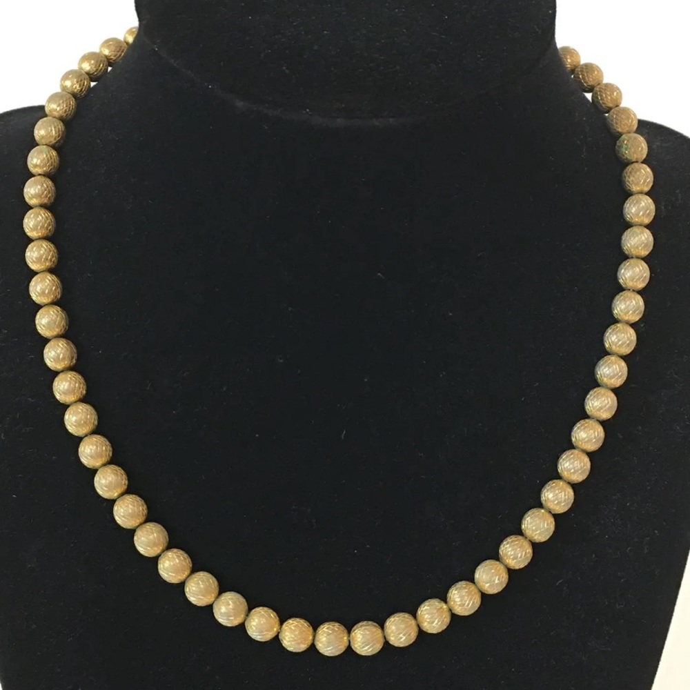 Vintage 1930’s Trifari Necklace Metal Bead Collectible Jewelry Gold Tone